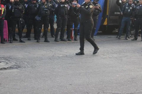 Cops stand guard Foto stock