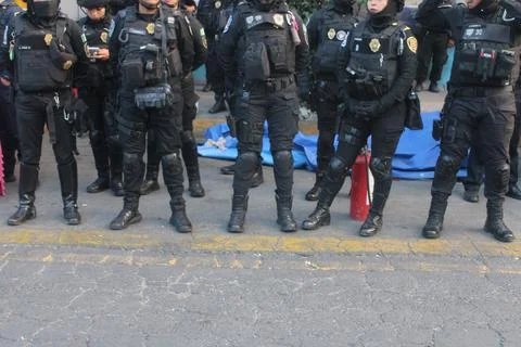 Cops stand guard Stock Photos
