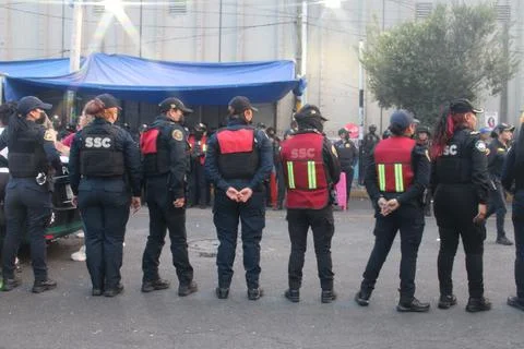 Cops stand guard Stock Photos