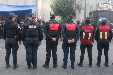 Cops stand guard Stock Photos