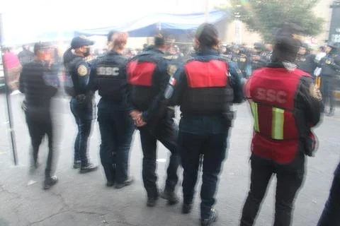 Cops stand guard Stock Photos