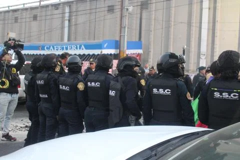 Cops stand guard Stock Photos