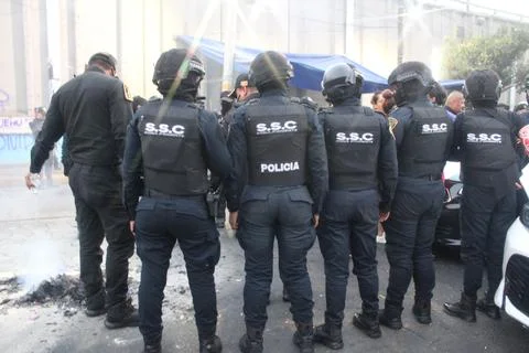 Cops stand guard Stock Photos