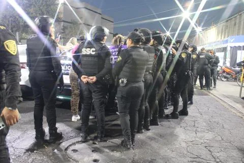 Cops stand guard Stock Photos