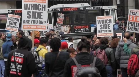 Cops Stop Stop the Cops Protest Stock Footage 56347317