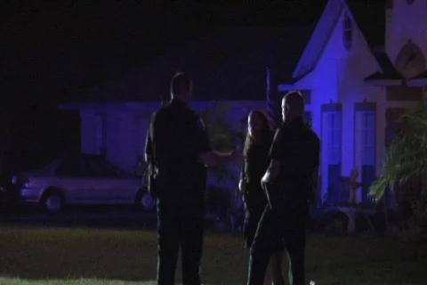 COPS  W/ lights in background Video stock 822466