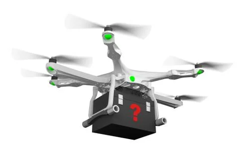Copter with black box isolated white 3d rendering Stock Illustration