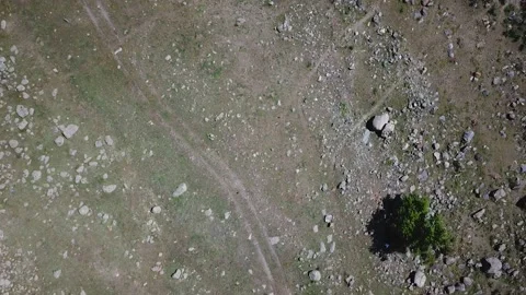 Copter fall down. Scene. Drop the camera from the top on the rocky ground. He Video stock 143264181