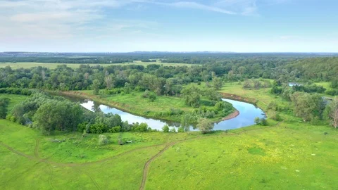 A copter flies closer to the river. Stock Footage 116691087