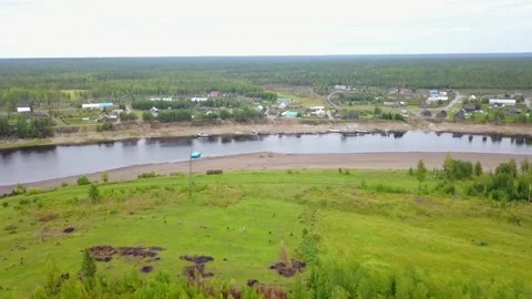 Copter flight over the Dakches River, Krasnoyarsk Territory. Stock Footage 255069222