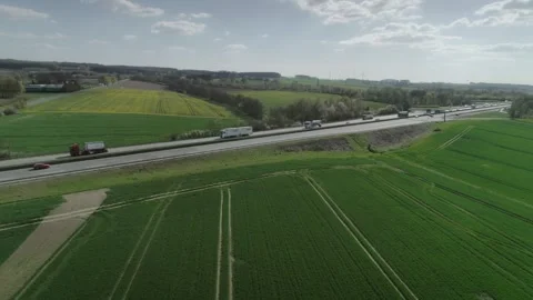 Copter german Autobahn orbit right Stock Footage 240644221
