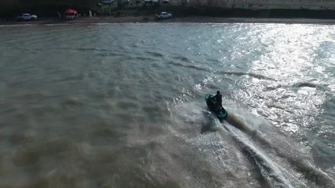 Copter jet ski high quality shooting Stock Footage 130828591