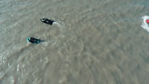 Copter jet ski high quality shooting Stock Footage 130829122