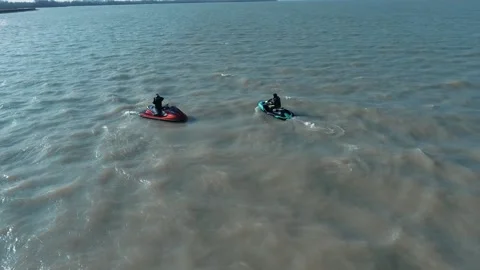 Copter jet ski high quality shooting Stock Footage 130829485