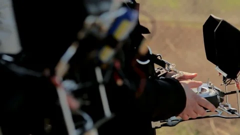 Copter pilots work on control panels. Video stock 75826388