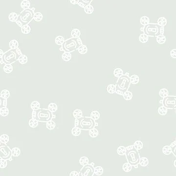Copter robot line vector seamless pattern Stock Illustration