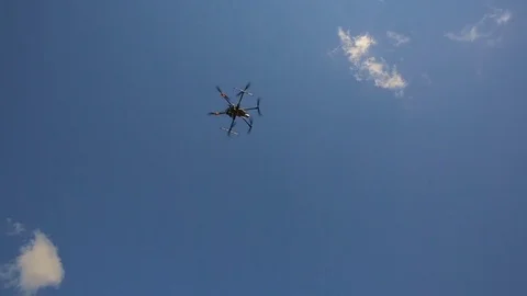 Copter shoots in the air. Stock Footage 75826567