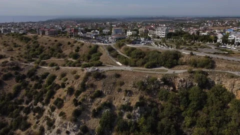 Copter shot of a beautiful view of the coast and cliffs of Cape Fiolent. Stock-Footage 167360979