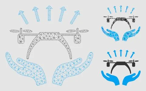 Copter Startup Vector Mesh Network Model and Triangle Mosaic Icon Stockillustratie