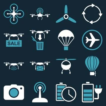 Copter tools icon set Stock Illustration