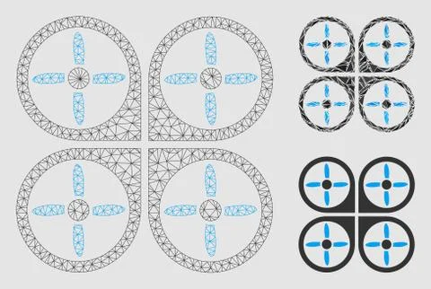 Copter Vector Mesh Network Model and Triangle Mosaic Icon Stock Illustration