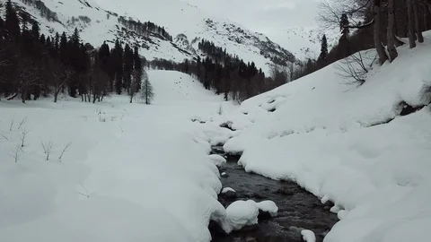 Copter Winter Mountain Landscape Stock-Footage 126754835