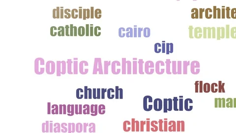 Coptic Architecture Tag Cloud Animated Isolated On White Stock Footage 103097167