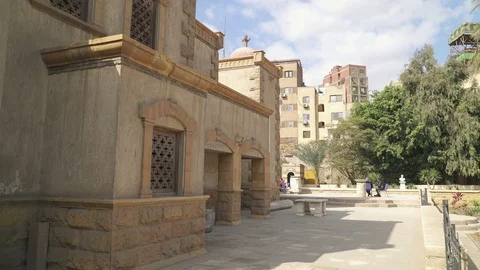 The Coptic Cairo, important religious and touristict site in Cairo Stock Footage 127389881