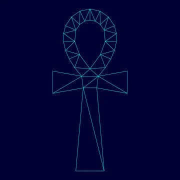 Coptic cross Ankh low poly triangulation triangulated polygonal electric cy.. Stock Illustration