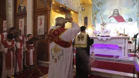 Coptic Easter mass celebrated in Cairo, Cairo, EG - 16 Apr 2023 Video stock 238653433