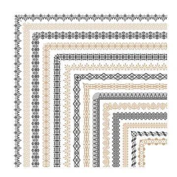 Coptic ornament frame border vector corners Illustrazione stock