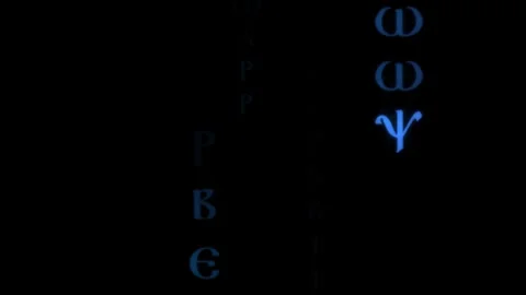 Coptic script glyphs in the matrix style 3d approaching at full speed. Stock Footage 269322102