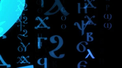Coptic script glyphs in the matrix style 3d falling at full speed Stock Footage 269322476