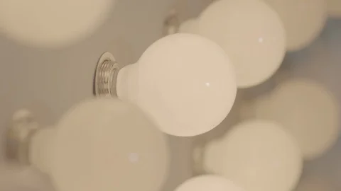 A copule of tungsten bulb turn on and turn off like mexican wave Stock Footage 100450749