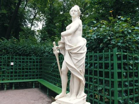 A copy of an ancient statue made of artificial marble in the Summer Garden Stock Photos