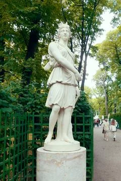A copy of an ancient statue made of artificial white marble Stock Photos