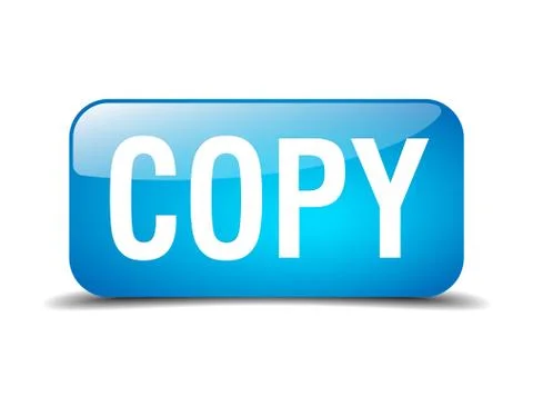 Copy blue square 3d realistic isolated web button Stock Illustration