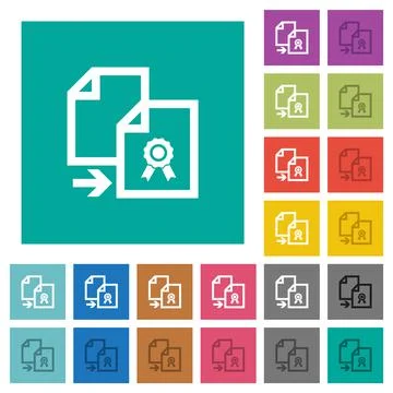 Copy certificate square flat multi colored icons Stock Illustration