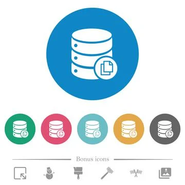 Copy database flat round icons Stockillustratie
