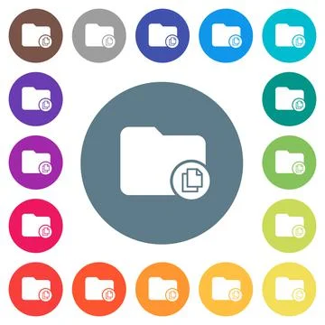 Copy directory flat white icons on round color backgrounds イラスト素材