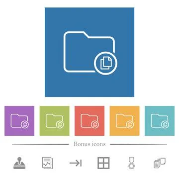 Copy directory flat white icons in square backgrounds 스톡 일러스트