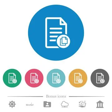 Copy document flat round icons Stock Illustration