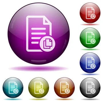 Copy document icon in glass sphere buttons Stock Illustration