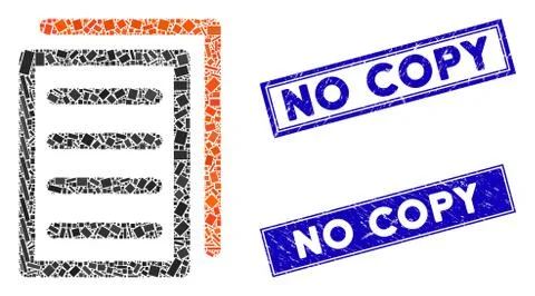 Copy Document Mosaic and Scratched Rectangle No Copy Watermarks 스톡 일러스트