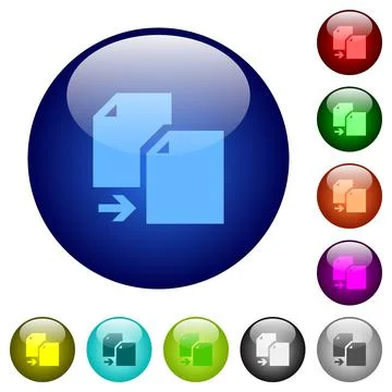Copy document solid color glass buttons Stock Illustration