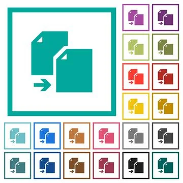 Copy document solid flat color icons with quadrant frames 스톡 일러스트