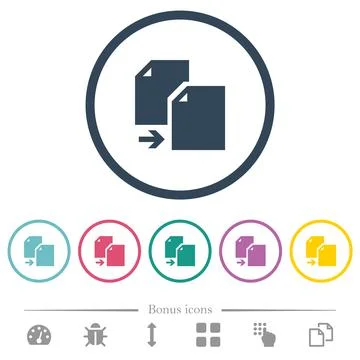 Copy document solid flat color icons in round outlines Stock Illustration