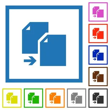 Copy document solid flat framed icons Illustrazione stock