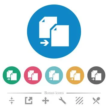 Copy document solid flat round icons Stock Illustration