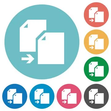Copy document solid flat round icons Stock Illustration